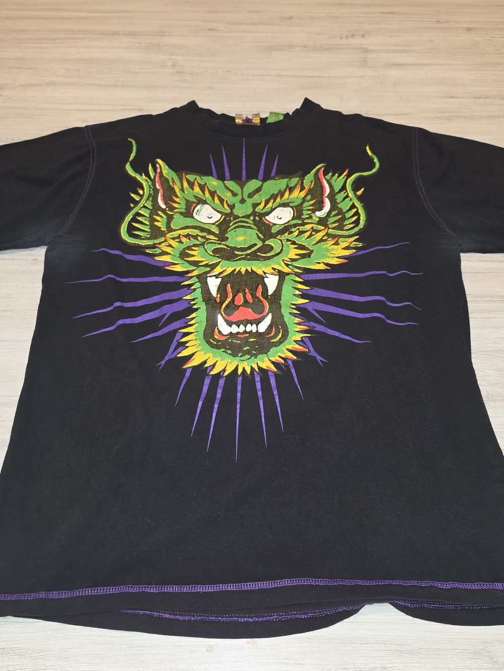 Vintage Evolution In Design Roaring Dragon Head Short Sleeve Shirt Adult Size XL